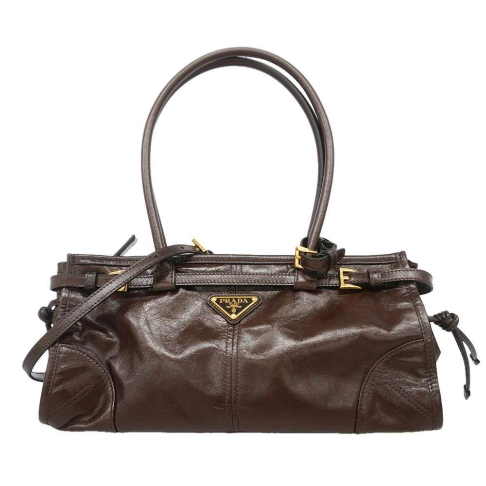 Prada Bonnie Leather Handbag, Brown, Women's - Picture 1 of 10